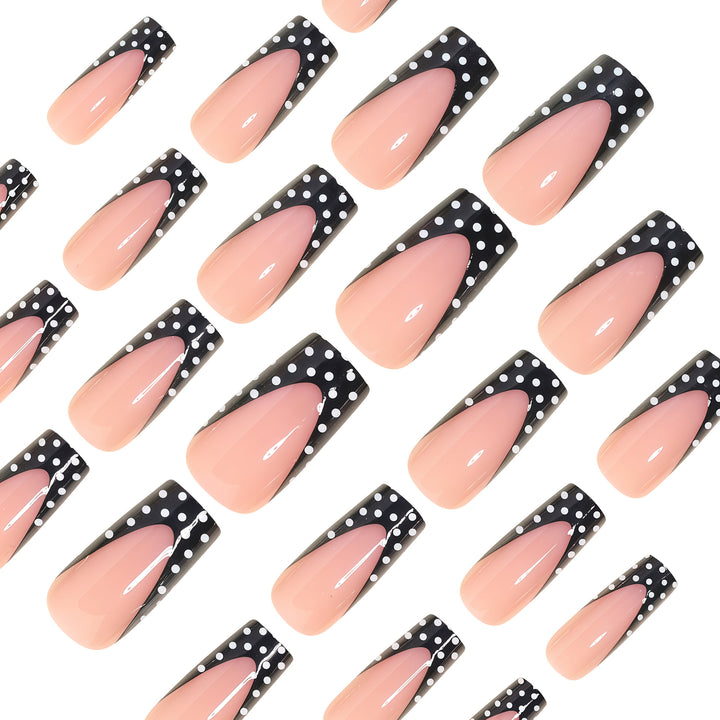 Elegant Polka Dot French Tip Press-On Nails Stornfield