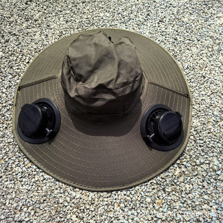 air-cooled sun hat with removable USB fans and wide neck protection Stornfield
