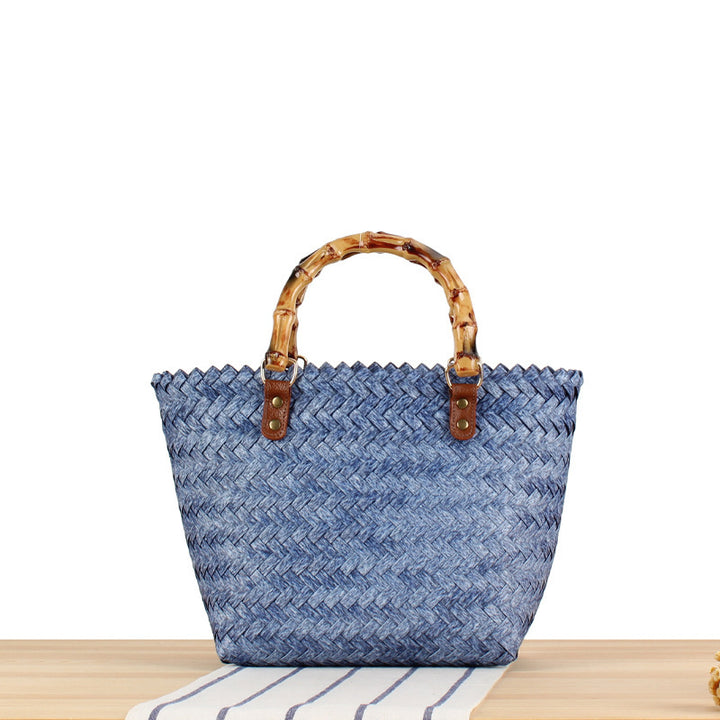 Elegant basket bag with bamboo handles Stornfield