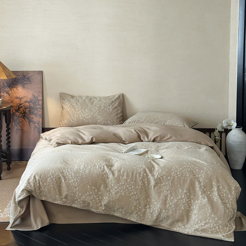 Lightweight Cotton-Sateen Botanical Duvet Cover Set with Hidden Zipper and Matching Pillow Shams