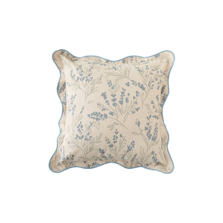 Square decorative cushion cover with wavy edge and botanical print Stornfield