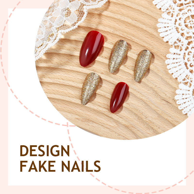 Acrylic nail set with extravagant glitter and classic design Stornfield