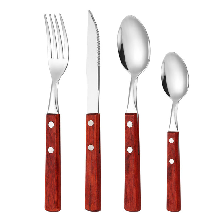 Dessert spoon with ergonomic wooden handle Stornfield