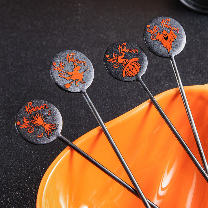 Long Bar Spoon Cocktail Stirring Spoon made of Stainless Steel with Halloween Ghost Design