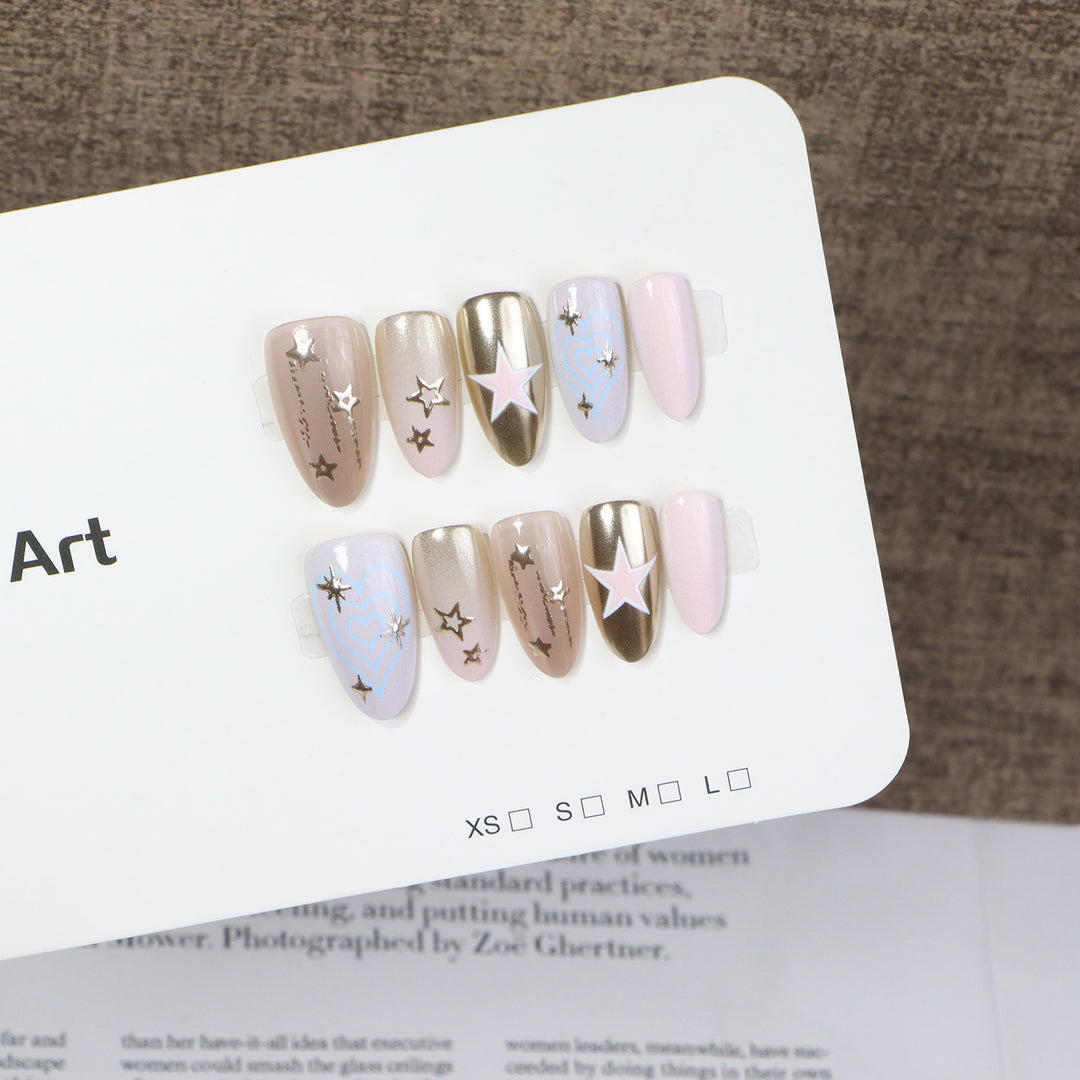 Artistic Star-Themed Press-On Nail Art Stornfield