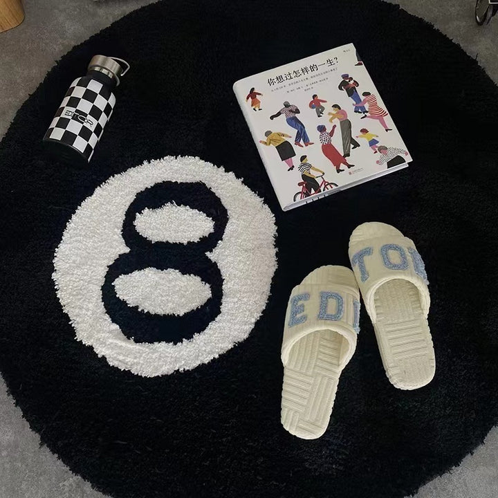 Playful Round Pool-Themed Rug