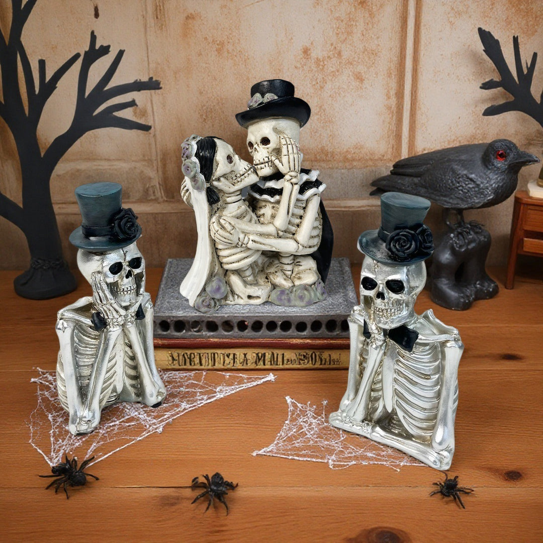 Stylish skeleton figure with top hat and black rose Stornfield