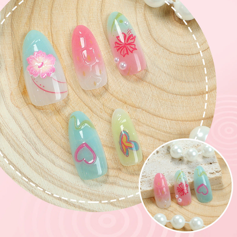 Artistic Summer-Themed Press-On Nail Set