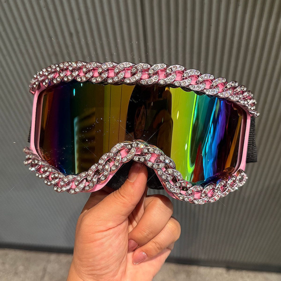 Ladies sporty elegant ski goggles with rhinestone decorated frame Stornfield