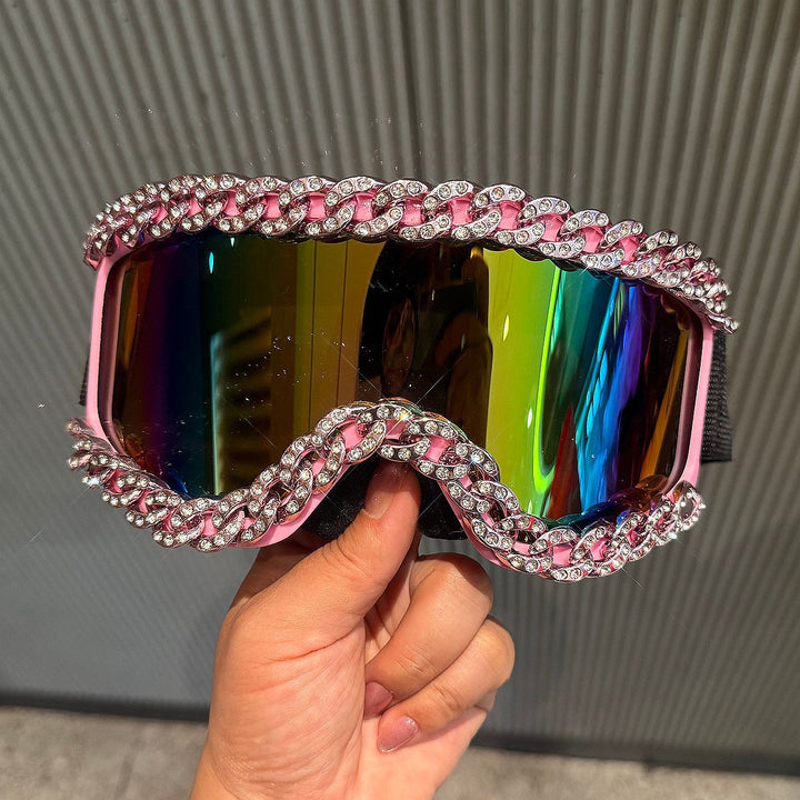 Ladies sporty elegant ski goggles with rhinestone decorated frame Stornfield