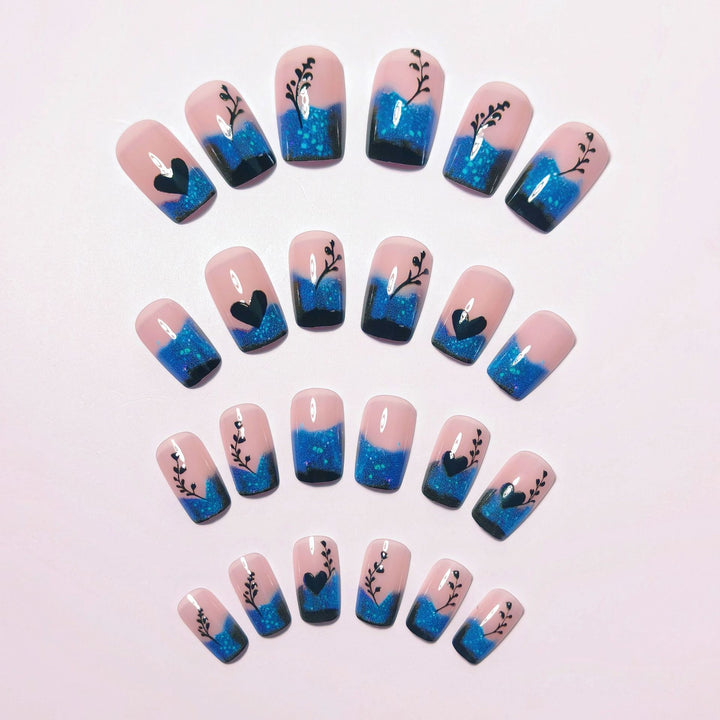 Glamorous Artificial Nails with Shimmering Ombre Design Stornfield