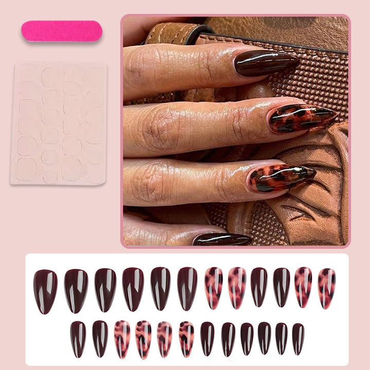 Artificial nails with elegant leopard and glitter design Stornfield