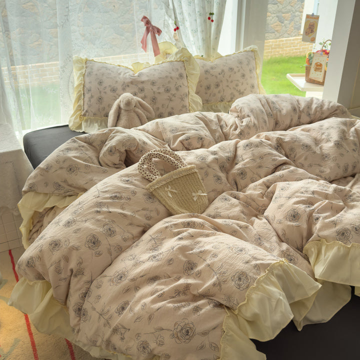 Floral Ruffled Bedding Comforter Set
