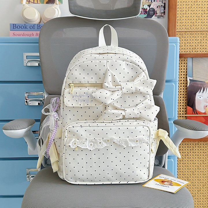 Backpack with Playful Bows and Practical Storage Solutions Stornfield