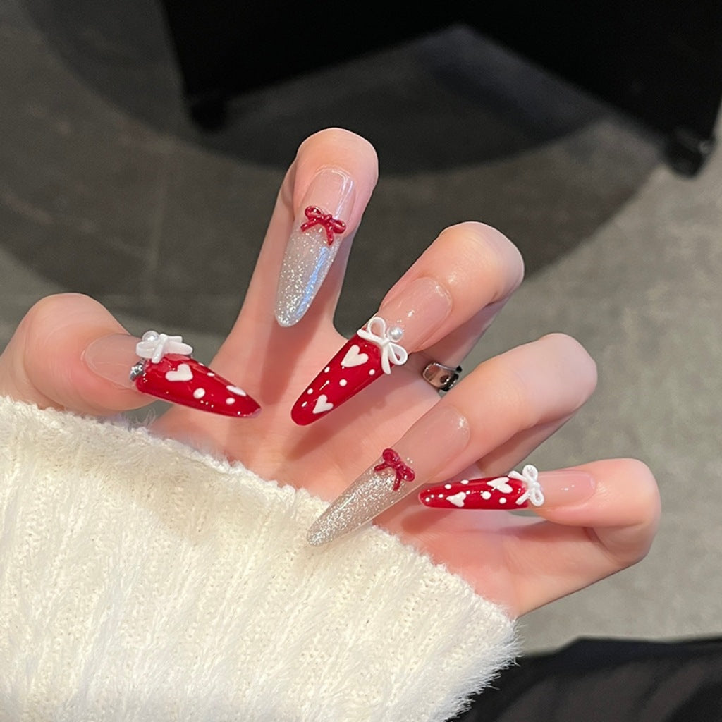 Romantic Heart-Themed Press-On Nail Extensions Stornfield