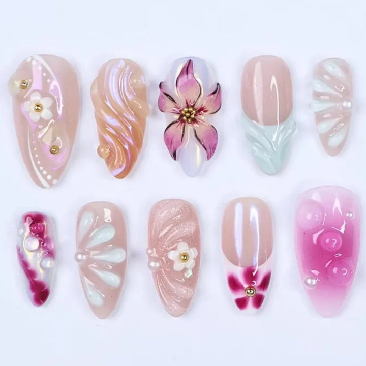 Nature-Themed Artistic Press-On Nail Set Stornfield