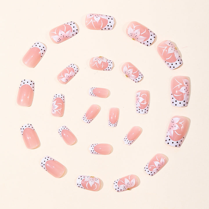 Floral French Tip Acrylic Nail Art Stornfield