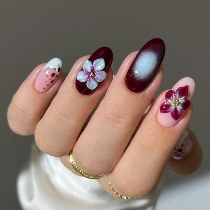 Artistic Floral Acrylic Nail Enhancements Stornfield