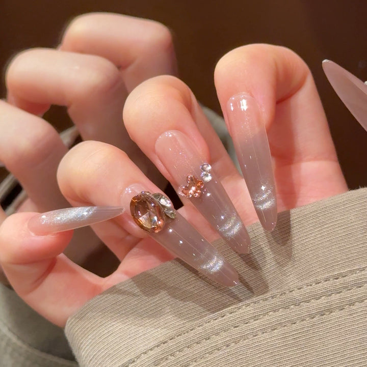 Elegant Stiletto Press-On Nails with Rhinestones Stornfield