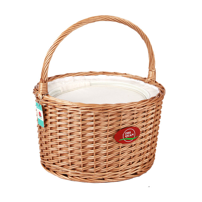 Ladies picnic basket made of high-quality natural material with sturdy wooden lid Stornfield
