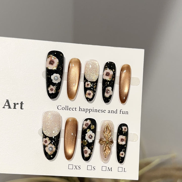 Elegant Floral-Designed Press-On Nail Art Set