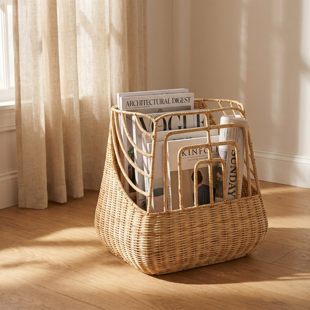 Handcrafted storage basket with curved design Stornfield