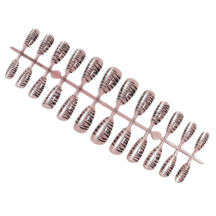 Artistic Press-On Nail Set with Tiger Stripe Design Stornfield