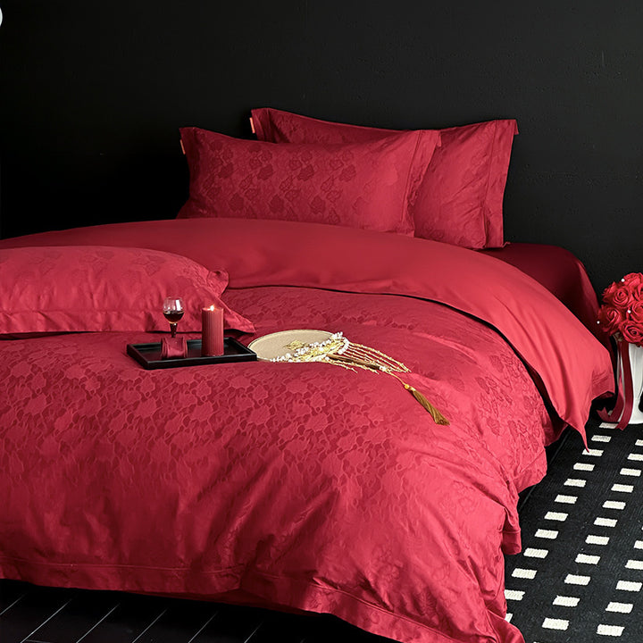 Elegant Jacquard-Texture Reversible Duvet Cover Set with Matching Pillow Shams