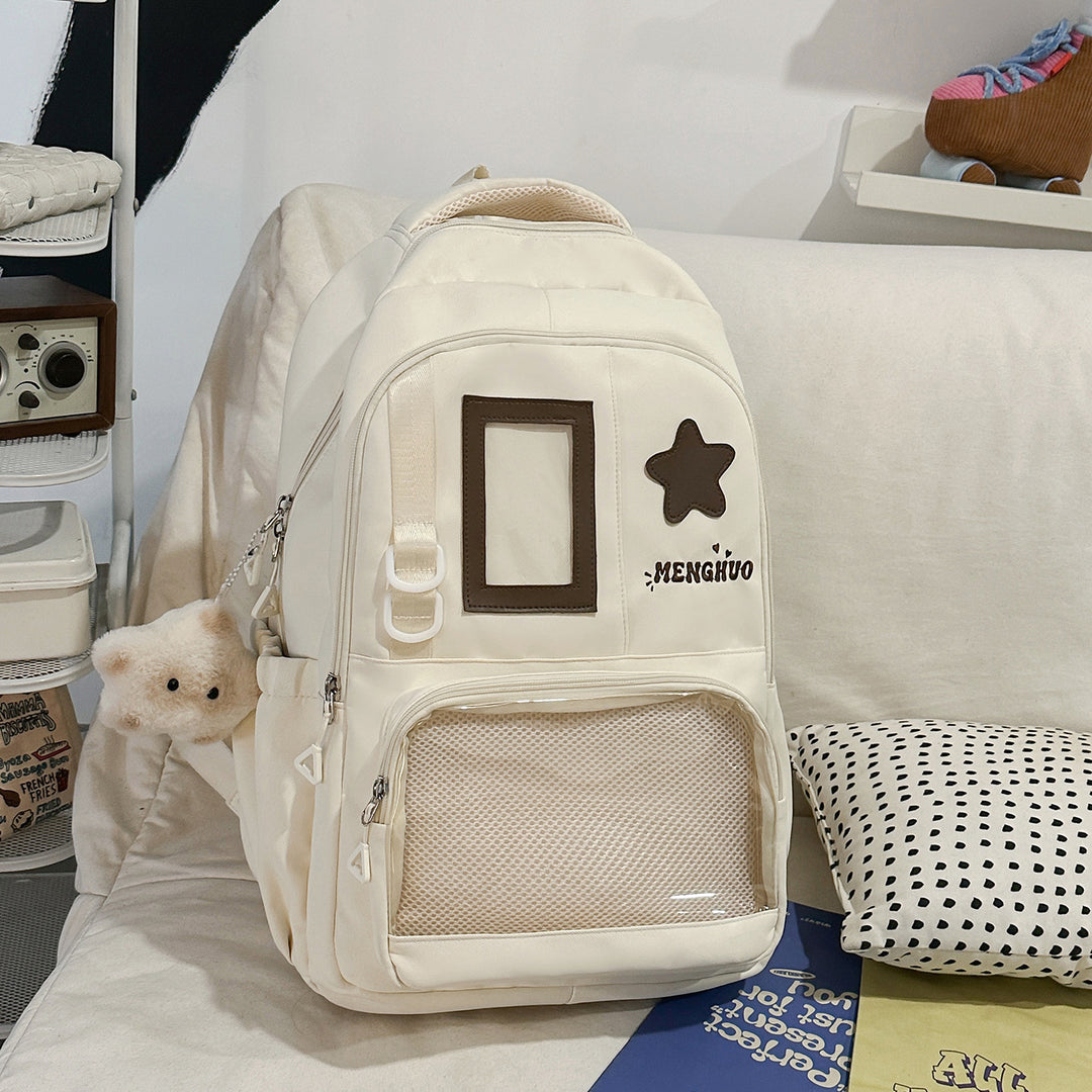 Structured Casual Backpack with Transparent Pocket Stornfield
