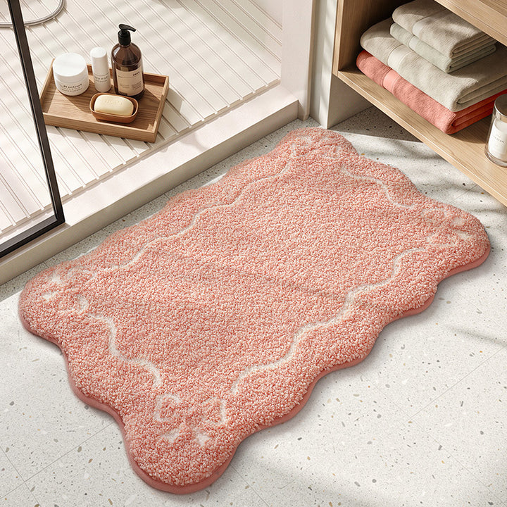 Plush Scalloped Edge Bathroom Mat