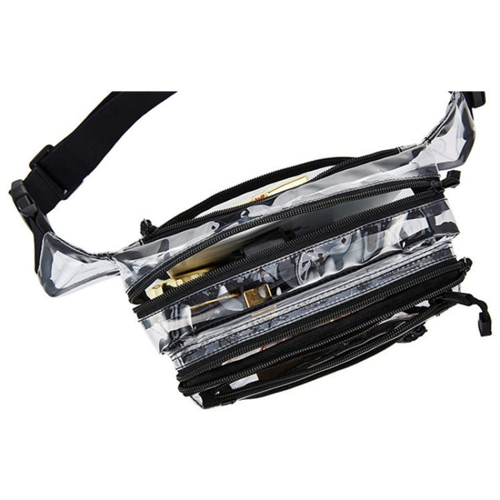 Transparent belt bag with multiple zippered compartments Stornfield