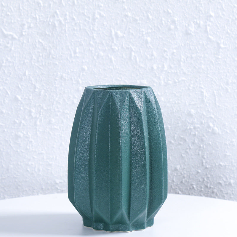 Textured Geometric Ceramic Flower Vase Stornfeild