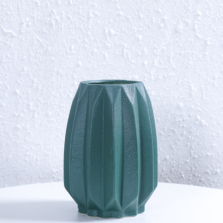 Textured Geometric Ceramic Flower Vase Stornfeild