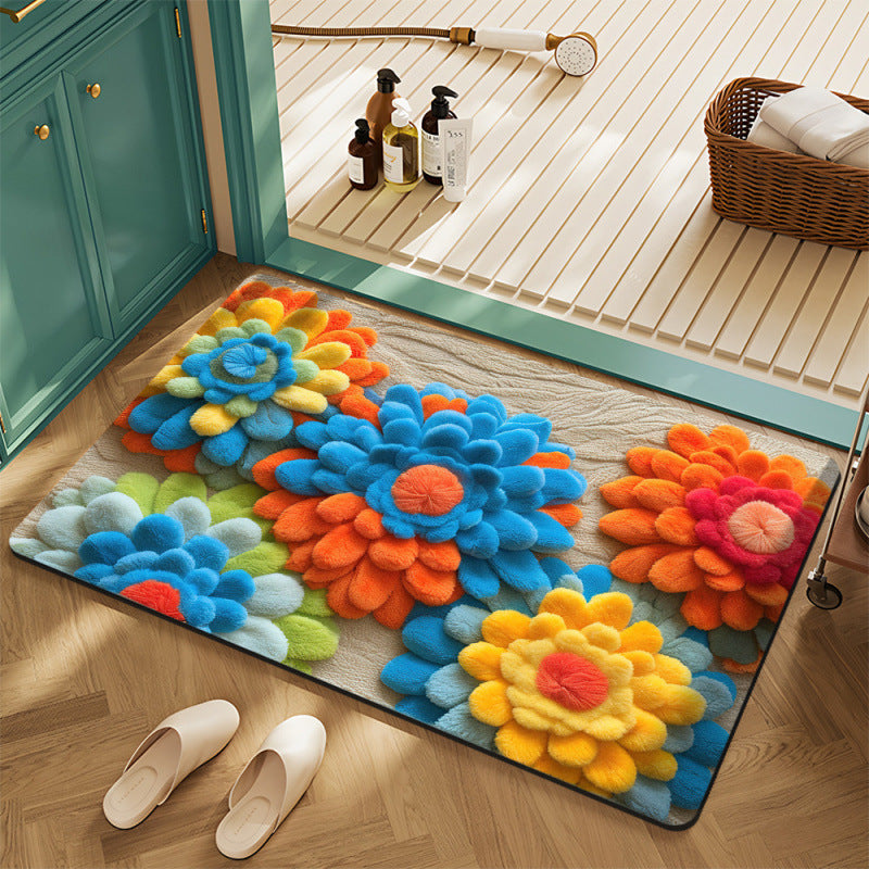 Floral Motif Bath Mat Stornfield
