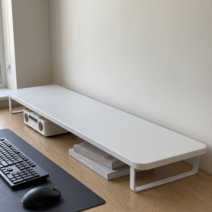 Solid Wood Monitor Riser with Minimal U-Frame Metal Legs