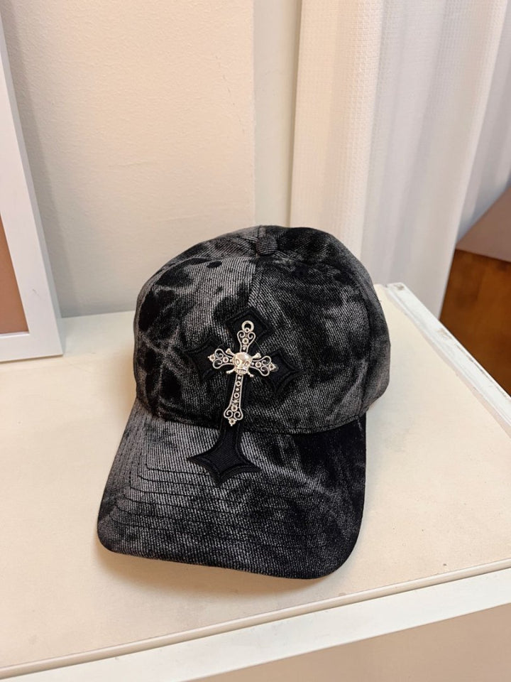 Men's Velvet Embroidered Cross Baseball Cap Stornfield