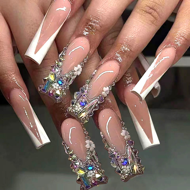 Luxury Stiletto Press-On Nails with Floral Embellishments Stornfield