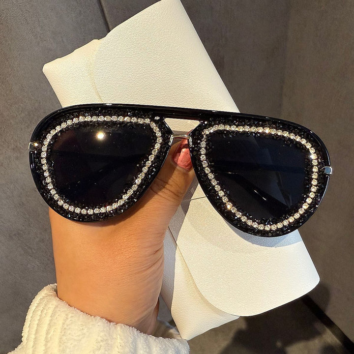 Women's extravagant heart-shaped sunglasses with sparkling rhinestone frame Stornfield