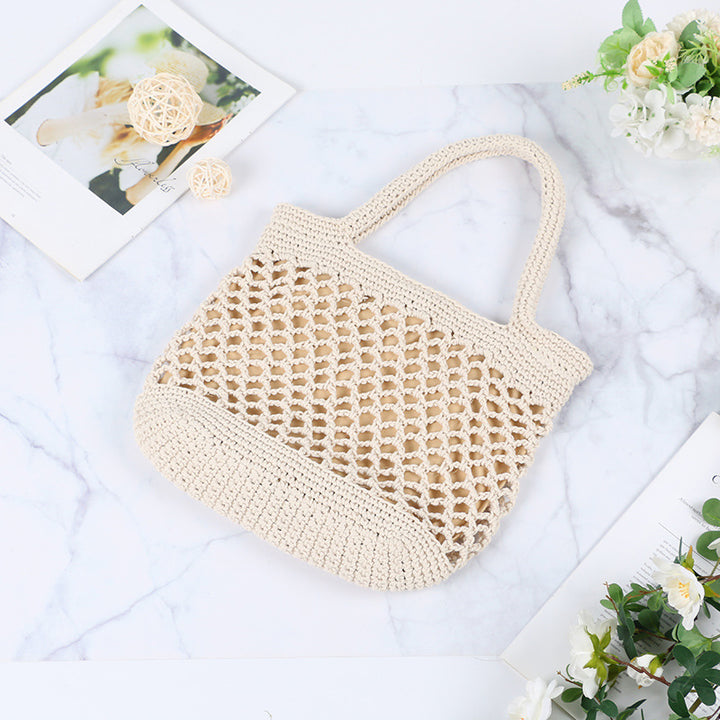 Hand-knotted tote bag with modern mesh design Stornfield