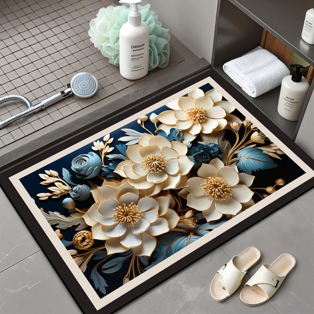 Floral Patterned Comfort Bath Mat Stornfield