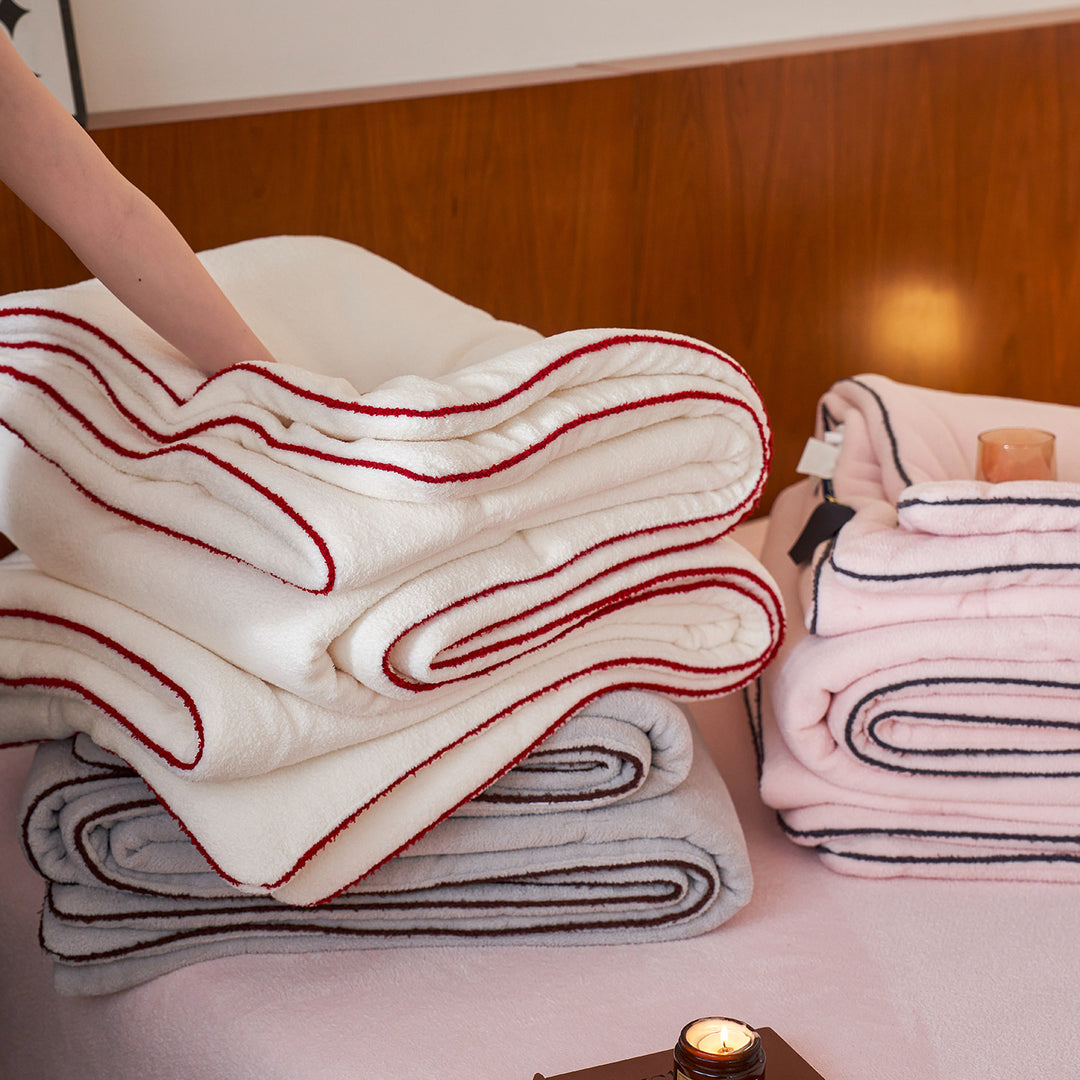 Plush Microfiber Reversible Duvet Cover Set with Piped Edge and Fitted Sheet