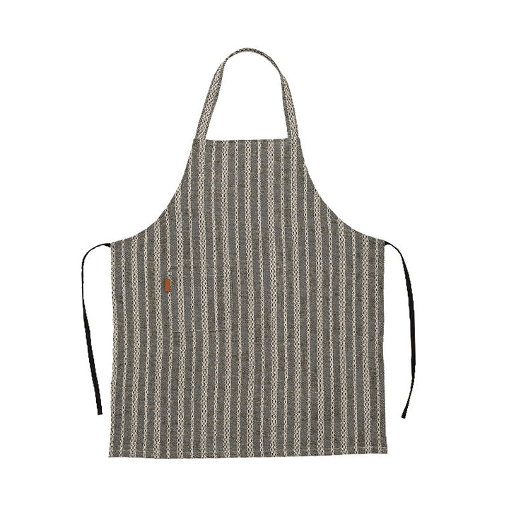 Atelier and kitchen apron made of cotton-linen with pocket panel and adjustable neck strap