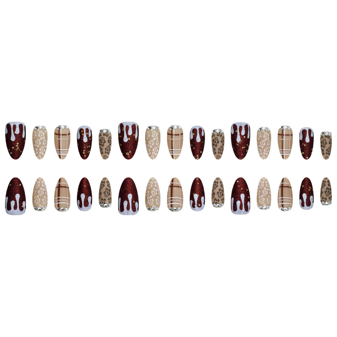 Festive Gingerbread Themed Press-On Nails Stornfield
