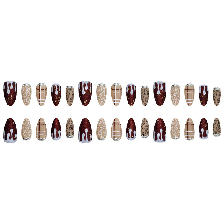 Festive Gingerbread Themed Press-On Nails Stornfield