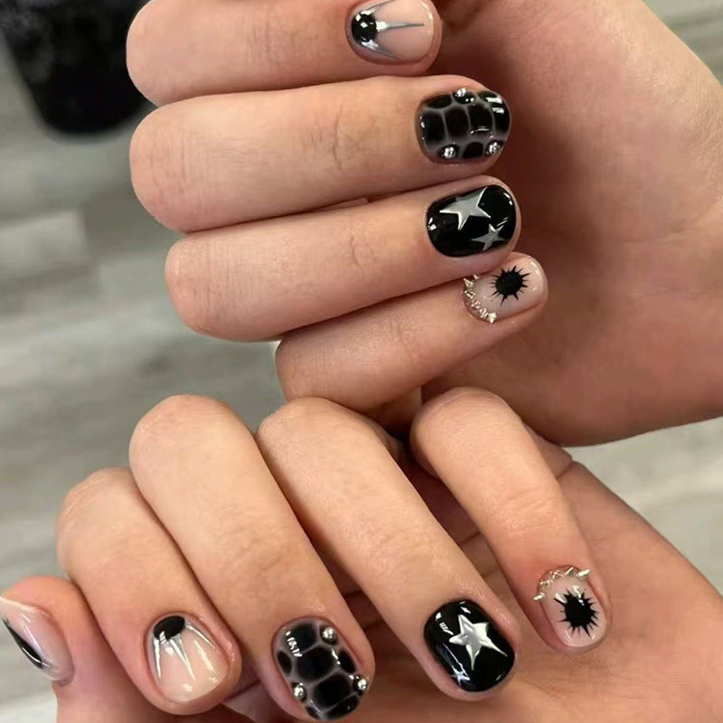 Art nail set with creative geometric designs Stornfield