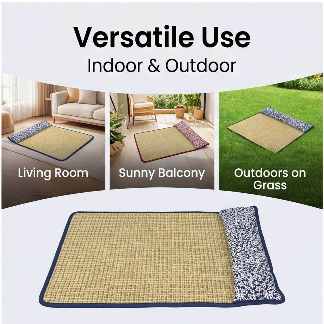 Unisex nan cooling sisal sleeping mat with padded neck pillow for pets Stornfield