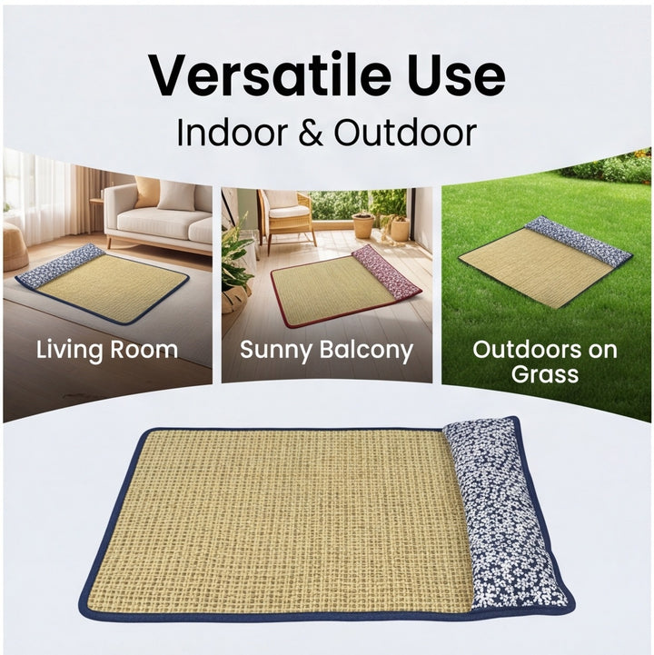 Unisex nan cooling sisal sleeping mat with padded neck pillow for pets Stornfield