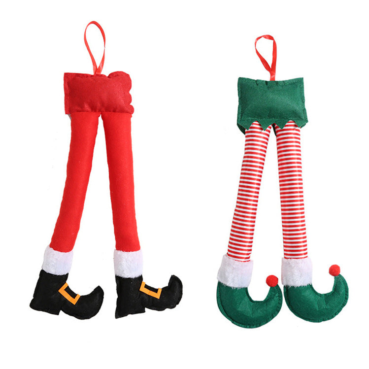 Funny Christmas tree decoration with elf shoes