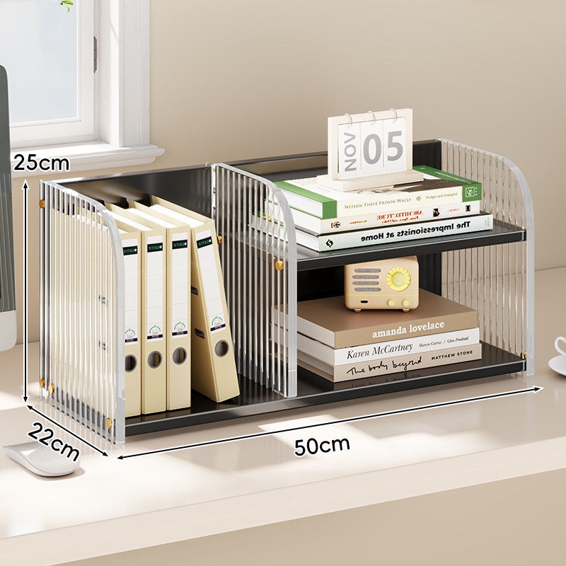 Curved-Acrylic Panel Dual-Compartment Desktop Book and Document Organizer