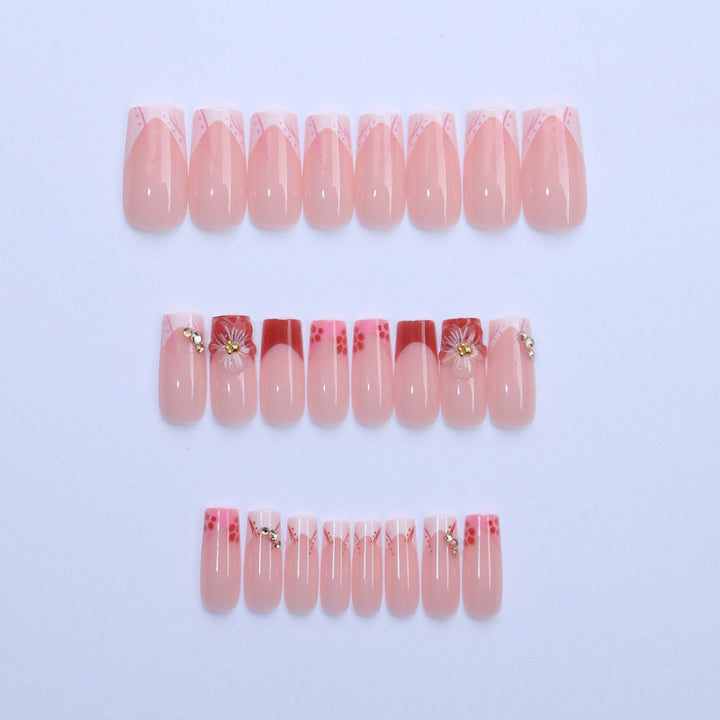 Decorative Floral Press-On Nails Set